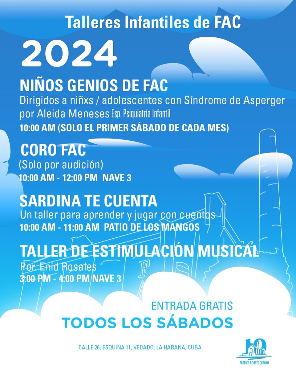 ‼️ Talleres Infantiles en #FAC ‼️ ¡Para los más pequeños de casa! Revisa condiciones y llégate, para que vivas la experiencia junto a tu hij@! Siempre es un placer recibirte. 💙 ¡Te esperamos! ENTRADA GRATUITA 🔥 #TalleresInfantiles #Comunidad #CubanArts #Cuba #LaHabana