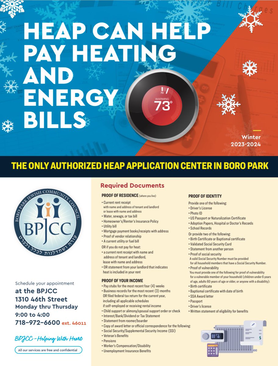 The HEAP deadline has been extended until April 12 for regular and emergency benefits. For assistance with your HEAP application, call @BPJCC - 718-972-6600 for an appointment with one of our HEAP specialists.