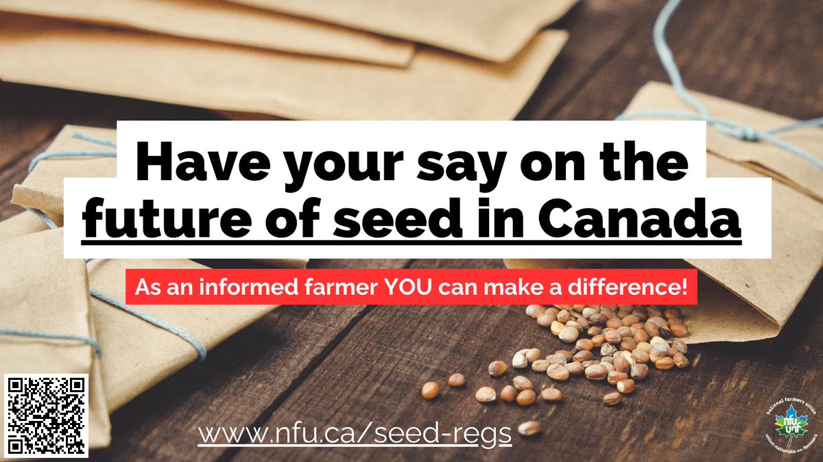 Once again, Global seed corporations are lobbying for big changes to #CdnSeed that would benefit them at the expense of farmers, producers and the public. #SeedRegs #AgPoli #CdnAg Stay informed. Add your voice. Protect seed. nfu.ca/campaigns/save…