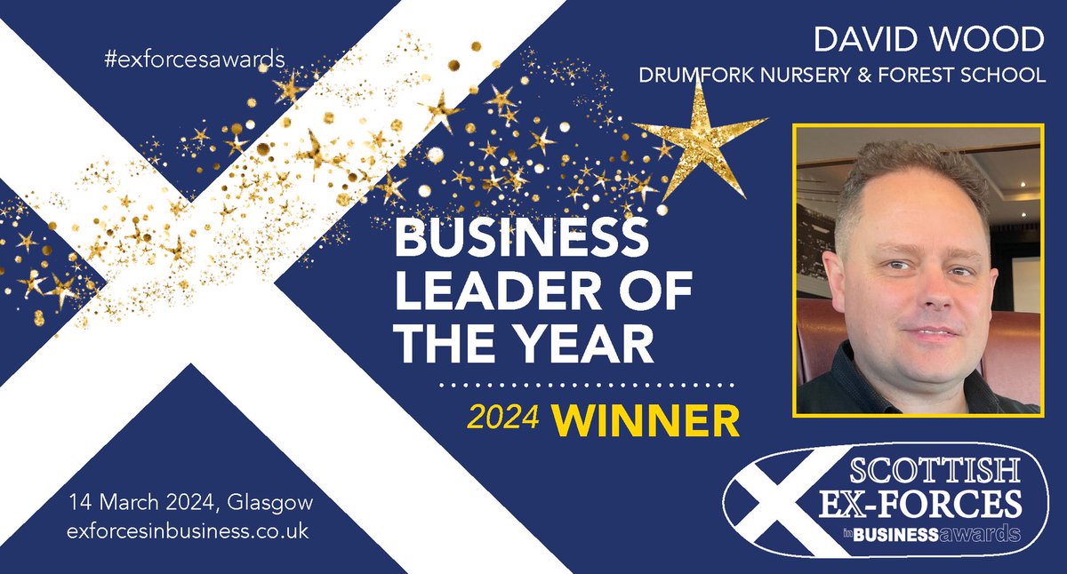 David Wood from Drumfork Nursery & Forest School wins the Business Leader of the Year award. Well done David! #exforcesawards