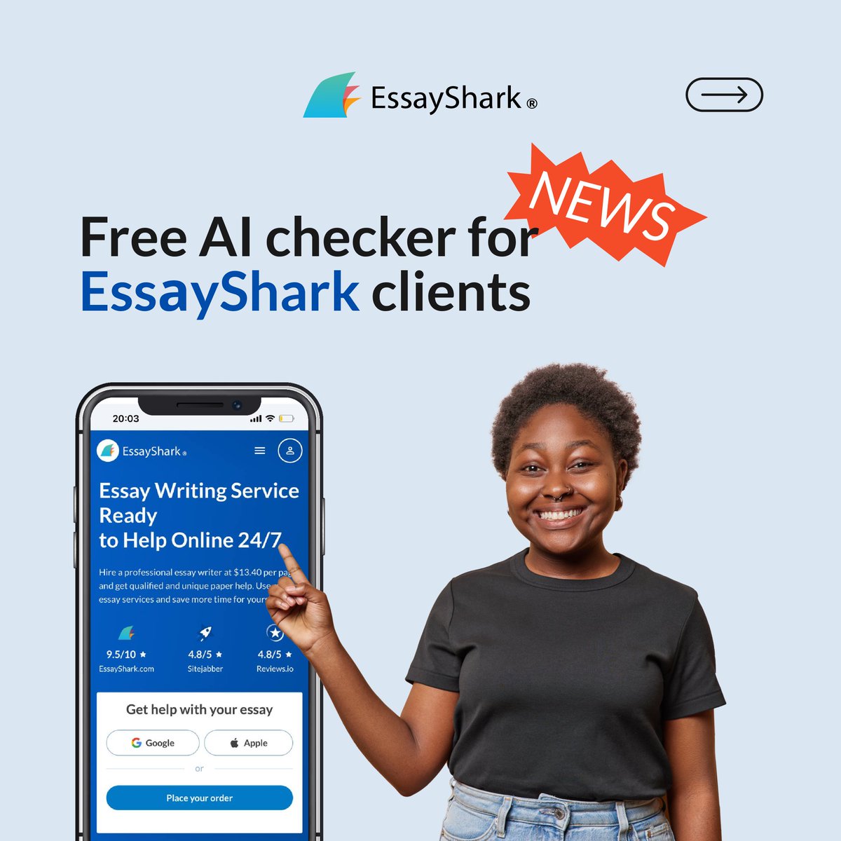 essayshark's tweet image. Use our in-built AI checker to be sure your finished assignment from EssayShark is human written. 
Use promo code 10INSTA10 and get a 10% discount on your first order.
#Essayshark #essaywritinghelp #essayhelp #students #studyabroad #essaywritingservice