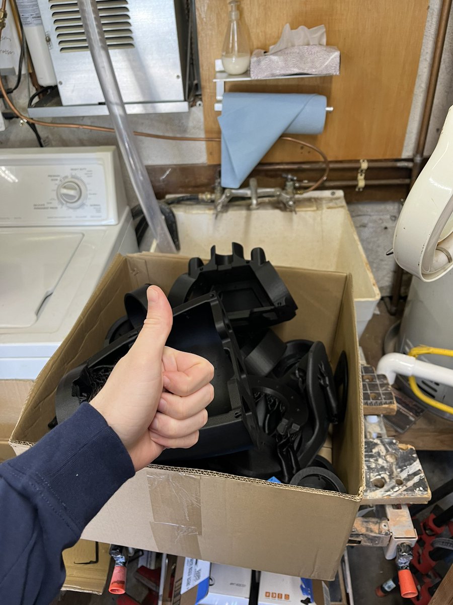 Stompy V4 exists in this box. We’re averaging ~2 week complete hardware iteration cycle (design, print, assembly, & test). Every iteration takes slightly less time as the hardware gets to a more finalized state. Updates for v4 -complete new lower leg assembly design (feet,