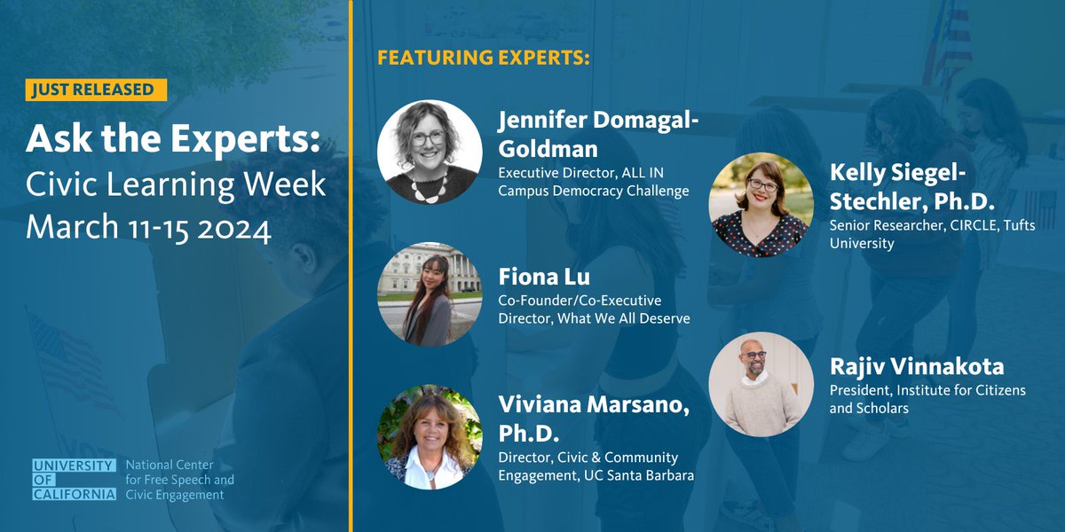 'Ask the Experts' is here! 📢 We asked experts: 'In honor of @NationalCLW, how can institutions of higher ed better incorporate civic learning into curriculums & campuses to ensure we are educating a new gen of civic leaders who trust & actively participate in our democracy?'