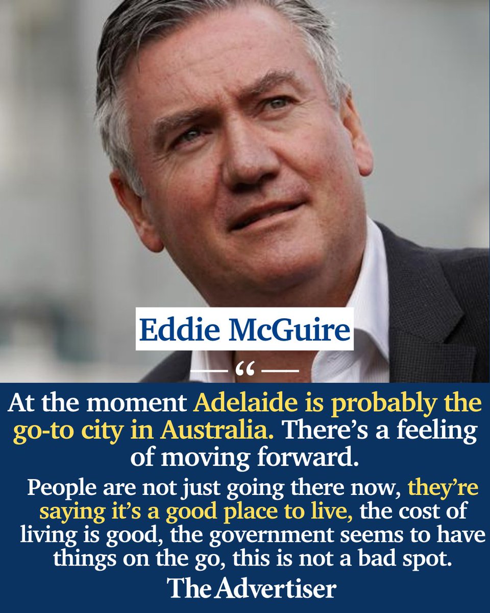 “We can go there and go to the Barossa Valley, McLaren Vale, discover all the great restaurants, the beaches, the different scenes.' Read more: bit.ly/4cg5OyI What do you think of Eddie McGuire's comments? #TheAdvertiser