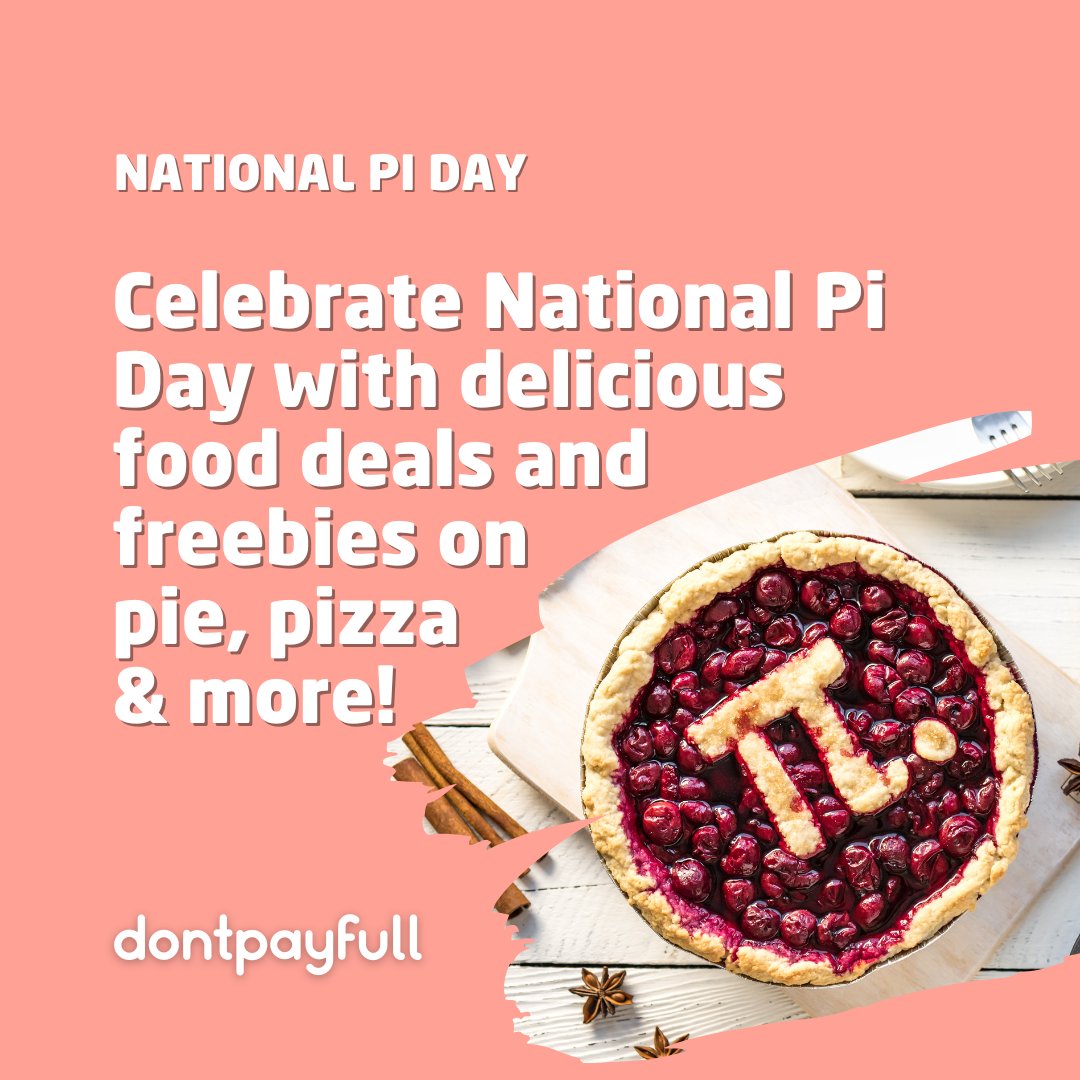 Celebrate National Pi Day with delicious food deals and freebies on pie🥧, pizza🍕, and more: dpf.to/pi-day-deals #DontPayFull #PiDay #Food #Deals #Freebies #SaveMoney