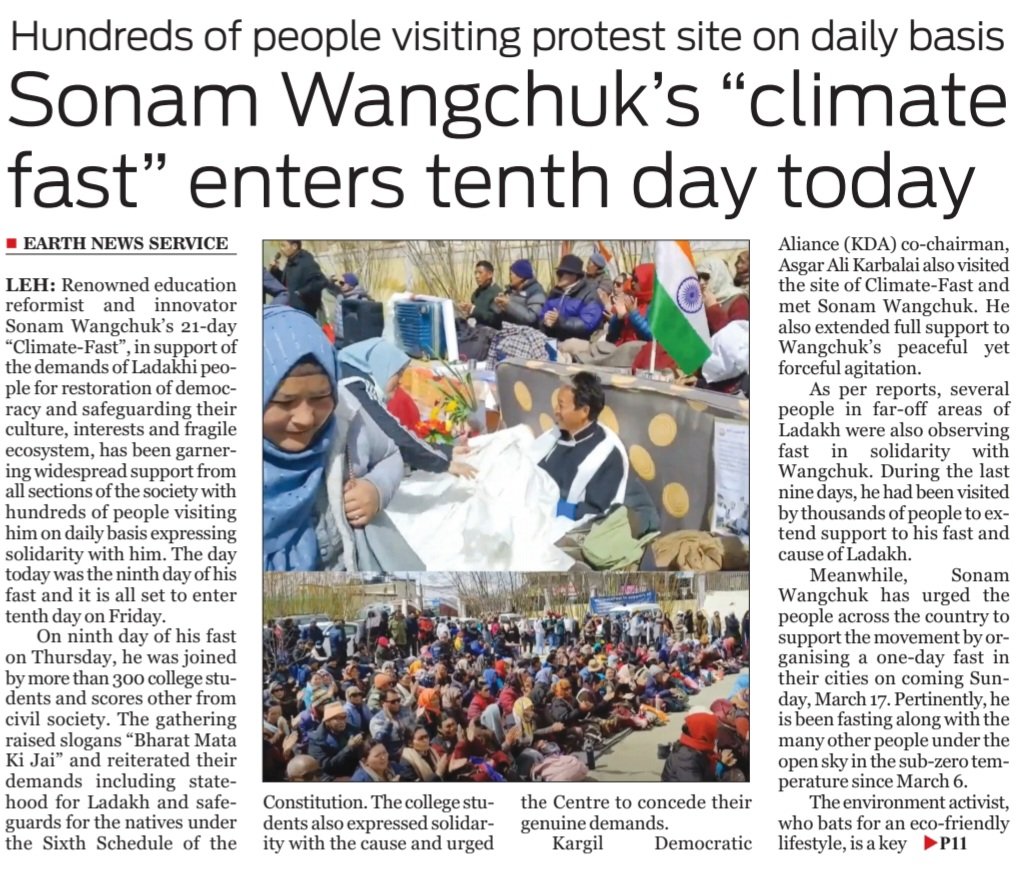 EarthNewsLadakh's tweet photo. #Hundreds of people #visiting protest site on #dailybasis
#SonamWangchuk’s “climate
fast” enters #tenthday today
@narendramodi @AmitShah @PMOIndia @HMOIndia @Wangchuk66 https://t.co/kAoGLuuI71