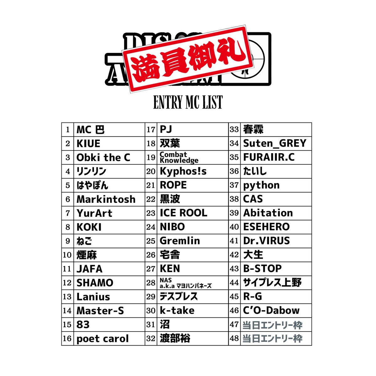 DIS_IS_ANTHEM's tweet photo. ———- 明日開催!!! ———-

3月16日(土)  📍茨城県CLUB EDEN
🕘OPEN 21:00 🎫 ¥3,500 (1D inc.)

🔥🔥DIS IS ANTHEM 2024🔥🔥
【MC BATTLE &amp; SPECIAL LIVE】 https://t.co/6kOFFG6DHu