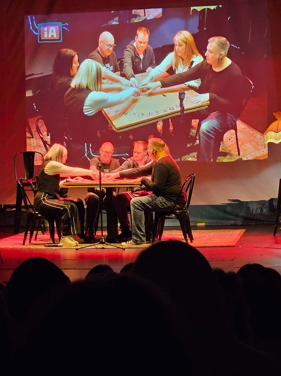 AGregoryDaniels's tweet photo. Absolutely brilliant night at #mosthauntedlive . Doing a ouija board with Yvette Fielding was a childhood dream come true! @OnlyMostHaunted @Yfielding @realkarlbeattie @RadioGlen https://t.co/1iiDbzHkIn