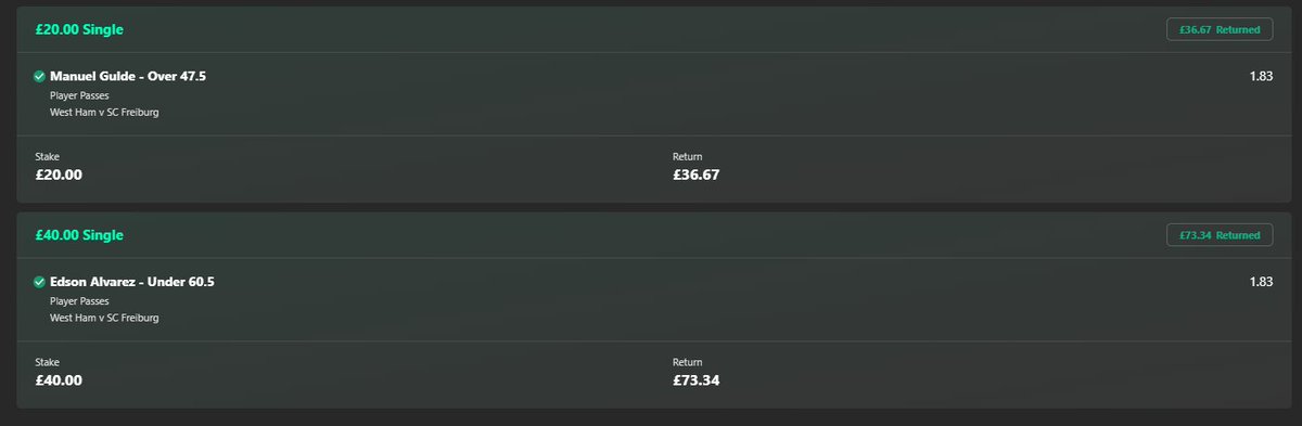 JCValueBets's tweet photo. Good night on europa league/conf bets. If any value is out there for the weekend I'll post a tip. #bettingtips #bettingsport #PlayerProps #PlayerPropBets #football #footballbetting https://t.co/3R48muZfI8