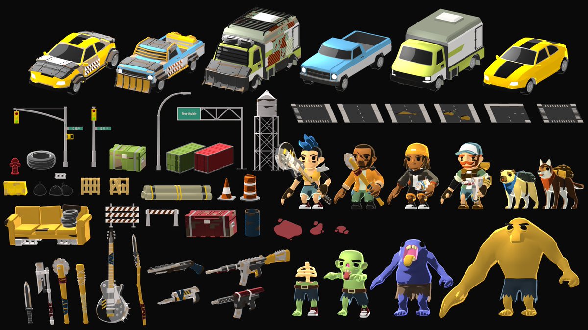 quaternius's tweet image. Zombie Apocalypse Kit is out RIGHT NOW! and FREE!
Tons of models, animated characters, enemies AND DOGS! 

Download it and start a new project. link below.
#gamedev #indiedev