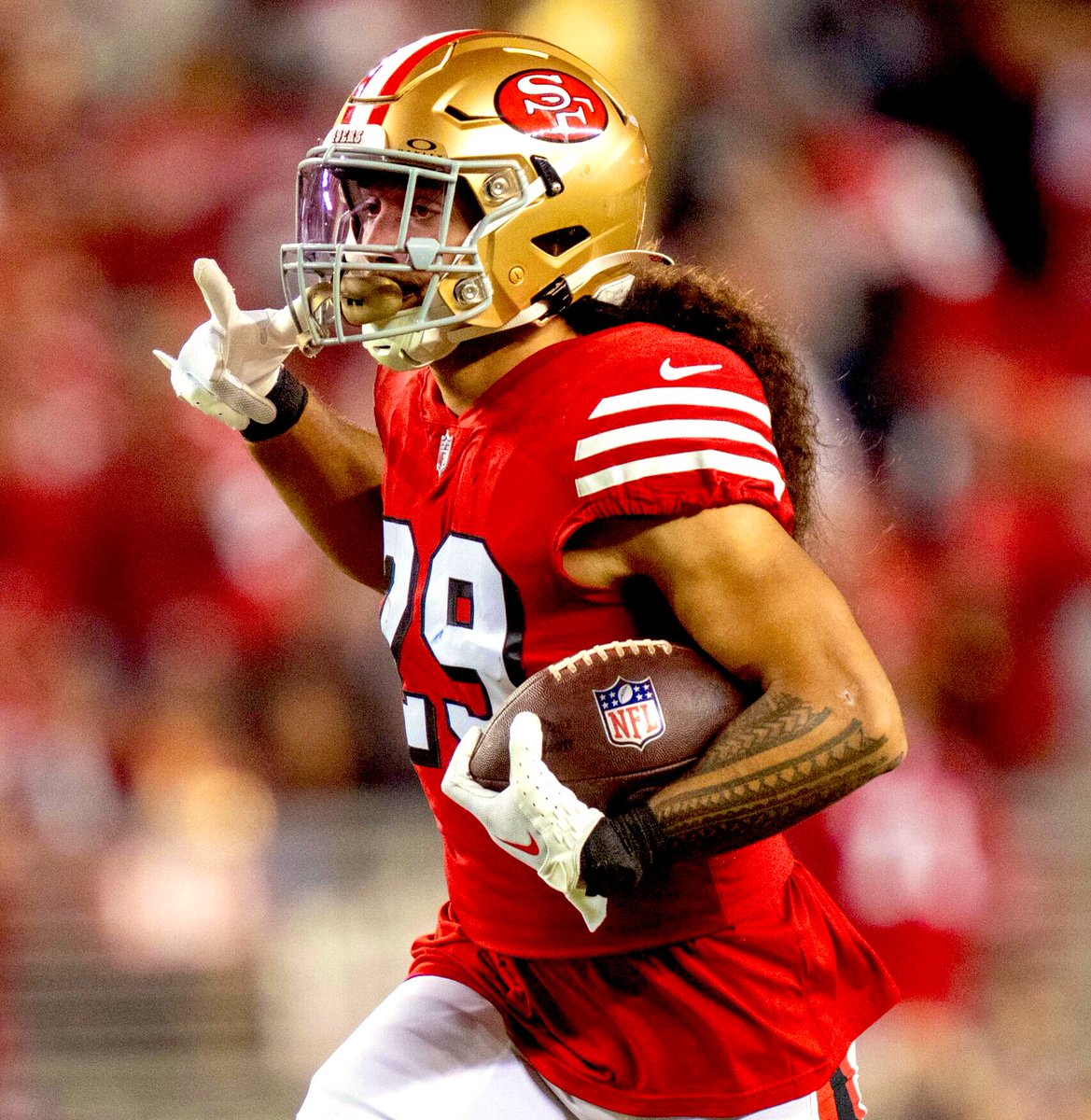 49ersSportsTalk's tweet photo. Breaking: “#49ers S Talanoa Hufanga, a 24-year-old who earned first-team All-Pro honors in 2022, is coming off a torn ACL &amp; 𝐢𝐬𝐧’𝐭 𝐚𝐬𝐬𝐮𝐫𝐞𝐝 𝐨𝐟 𝐫𝐞𝐜𝐥𝐚𝐢𝐦𝐢𝐧𝐠 𝐡𝐢𝐬 𝐬𝐭𝐚𝐫𝐭𝐢𝐧𝐠 𝐣𝐨𝐛...”

Per @MikeSilver https://t.co/dz1NOEnkie