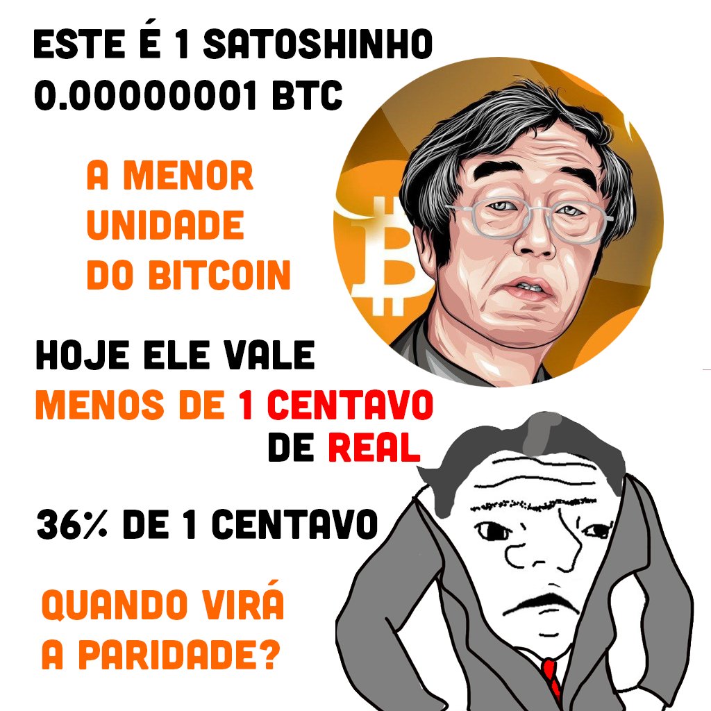 Rumo à paridade 1 satoshi = 1 centavo de real! Porque a chance de um  satoshinho que vale menos de 1 centavo valer 1 centavo é maior do que a  chance de