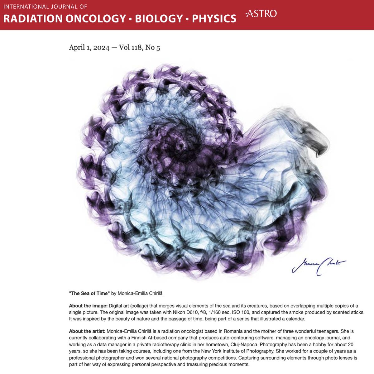 IJROBP - The Red Journal (@ijrobp) on Twitter photo April Fool's question - is it a nautilus? is it smoke?
The combinatorial therapy special issue for April 1 is at: redjournal.org/issue/S0360-30ā¦
Thank you <a href="/chirila_emilia/">Monica-Emilia ChirilÄ</a> for the gorgeous image April Fool's question - is it a nautilus? is it smoke?
The combinatorial therapy special issue for April 1 is at: redjournal.org/issue/S0360-30ā¦
Thank you <a href="/chirila_emilia/">Monica-Emilia ChirilÄ</a> for the gorgeous image
