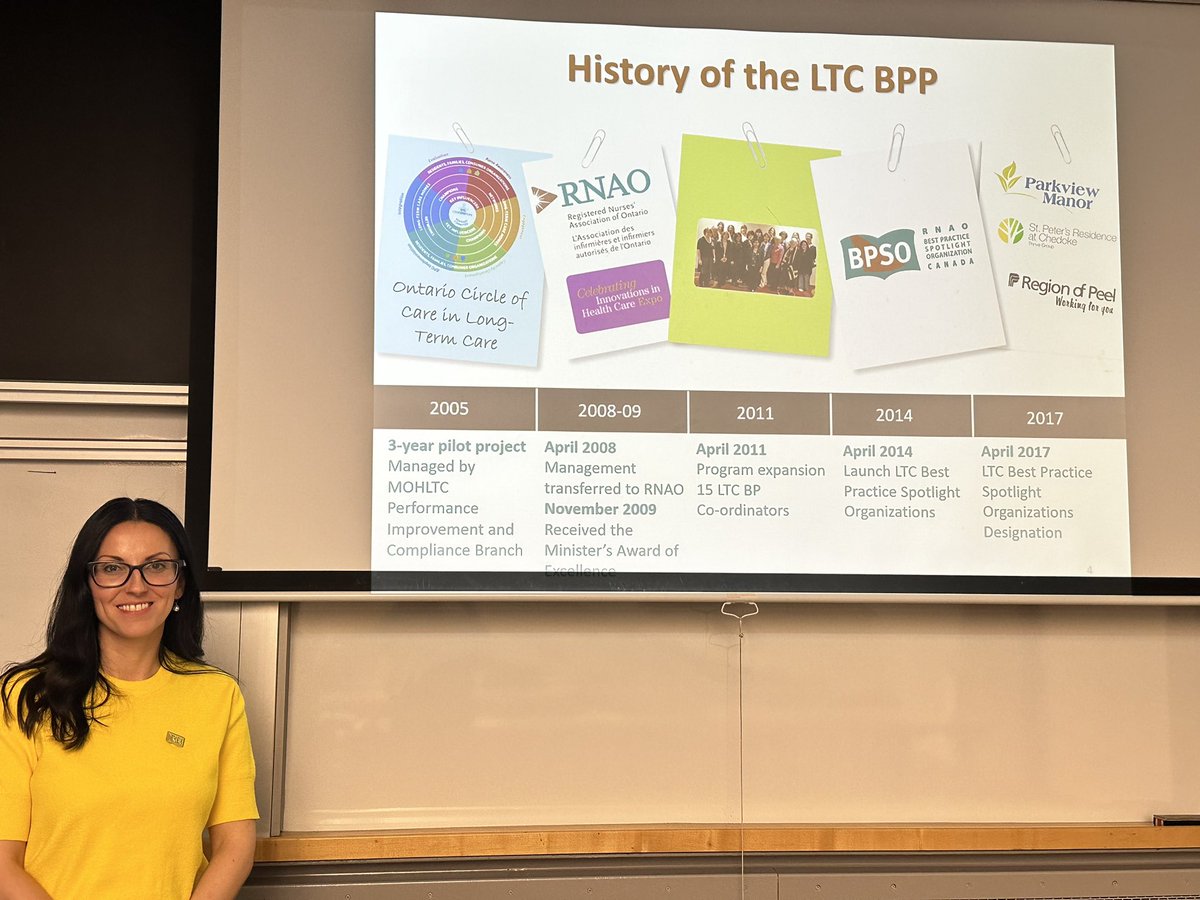 Wonderful to speak to the #nursing students @ontariotech_u this evening & highlight the role of #RNAO as their professional associatio & the work of #LTC Best Practice Implementation Coaches in Ontario LTC homes. @DorisGrinspun @JanetCheeRNAO @RNAO