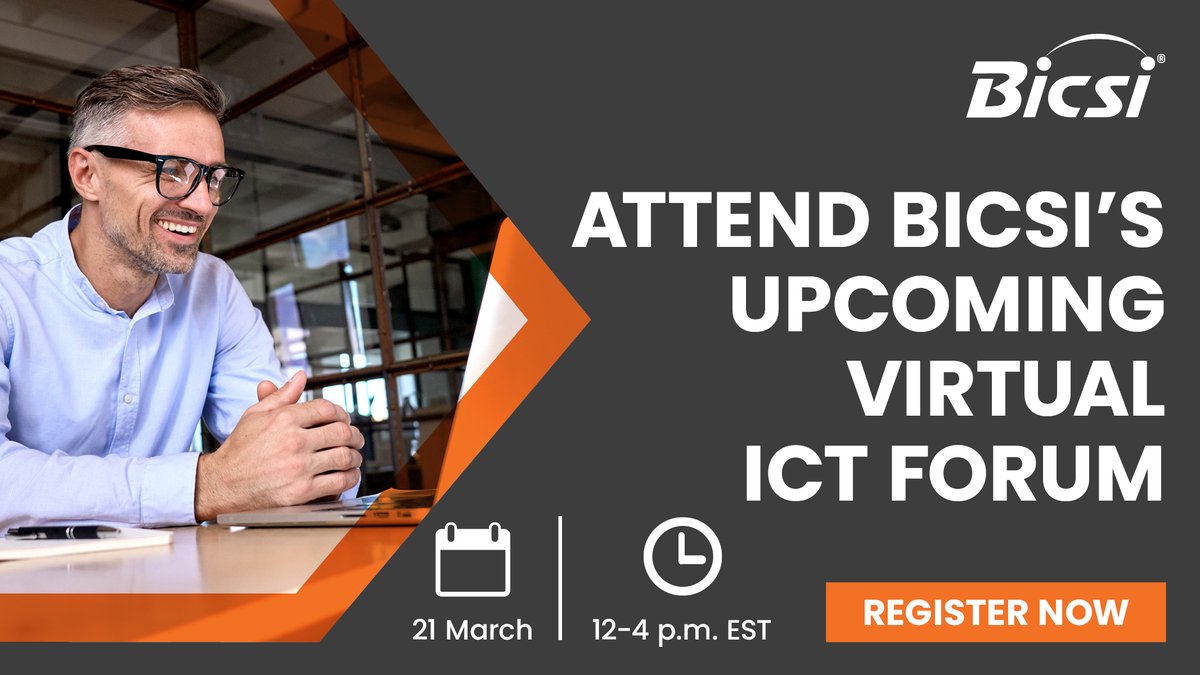 BICSI's tweet image. Join us for an upcoming Virtual ICT Forum, hosted online on 21 March. During this event, you can view insightful technical presentations as well as engaging product discussions. Plus, attendees earn 3 #CECs toward recertification!

bicsi.org/event-details?…