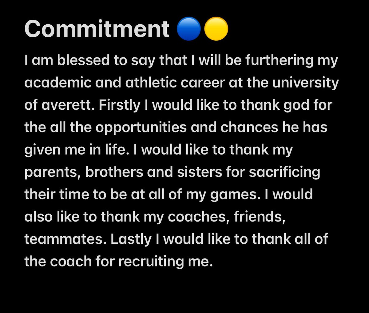 Treyvon51Doulin's tweet photo. 100% committed @AverettFootball @CoachEasley__ @coachphenry https://t.co/o7T0Yo9Pvm