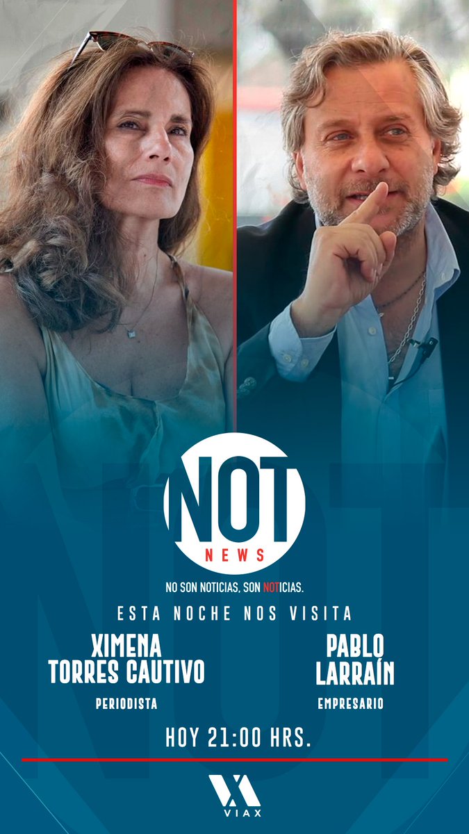 Hoy en #NotNews nuestro invitados <a href="/juanPabloOlave/">Juan Pablo Olave</a> <a href="/GasparRivas/">Diputado Gaspar Rivas</a> <a href="/xitorrescautivo/">ximenatorrescautivo</a> y #PabloLarraín comentarán el tema más noticioso del día... el intento de ataque a #RodolfoCarter 😳

21:00 hrs con <a href="/nicolaslarrain/">Nicolás Larraín</a> ⚡️