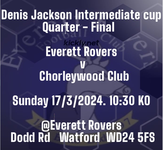 This Sunday sees us host @ChorleywoodAFC in the Denis Jackson cup - come down and support the teams @everettrovers @WSFL55