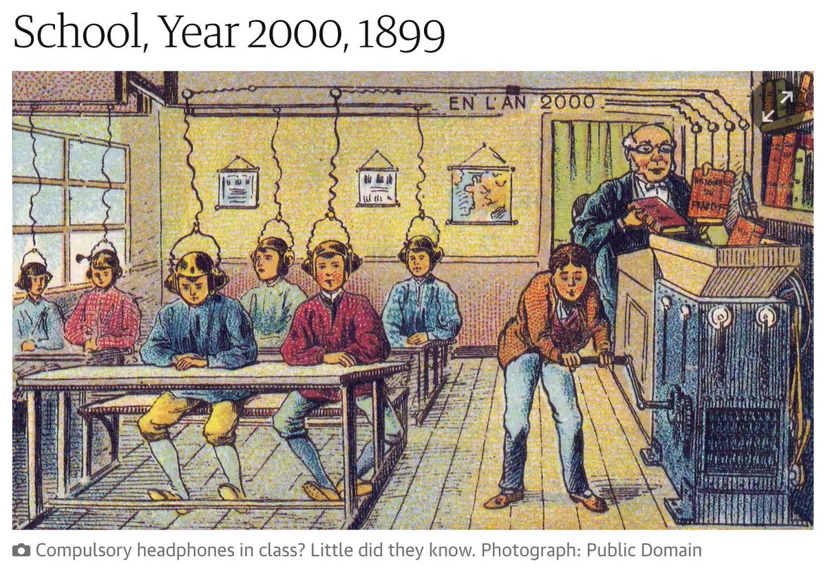 For anyone looking at past, present, future, these images drawn to represent the future provide great conversations. Did they get it right? How close were they? What might the future look like in 2100? theguardian.com/lifeandstyle/2…