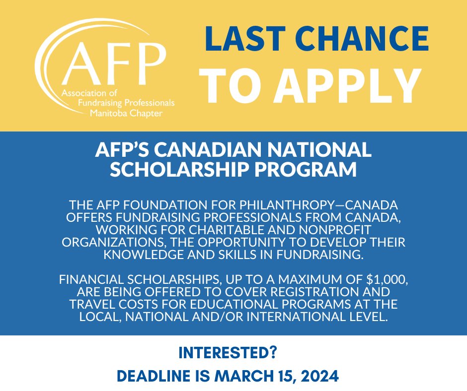 The deadline is fast approaching (MARCH 15) 
To apply, visit the following link:
afpglobal.org/news/afps-cana…