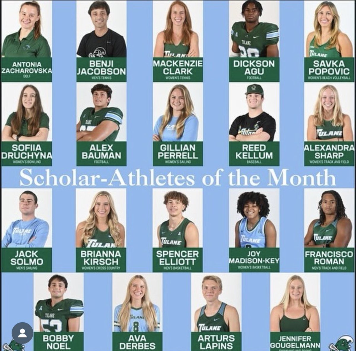 Congrats @Spencer3lliott_ on being a Tulane Green Wave Scholar Athlete of the Month!! @GreenWaveMBB