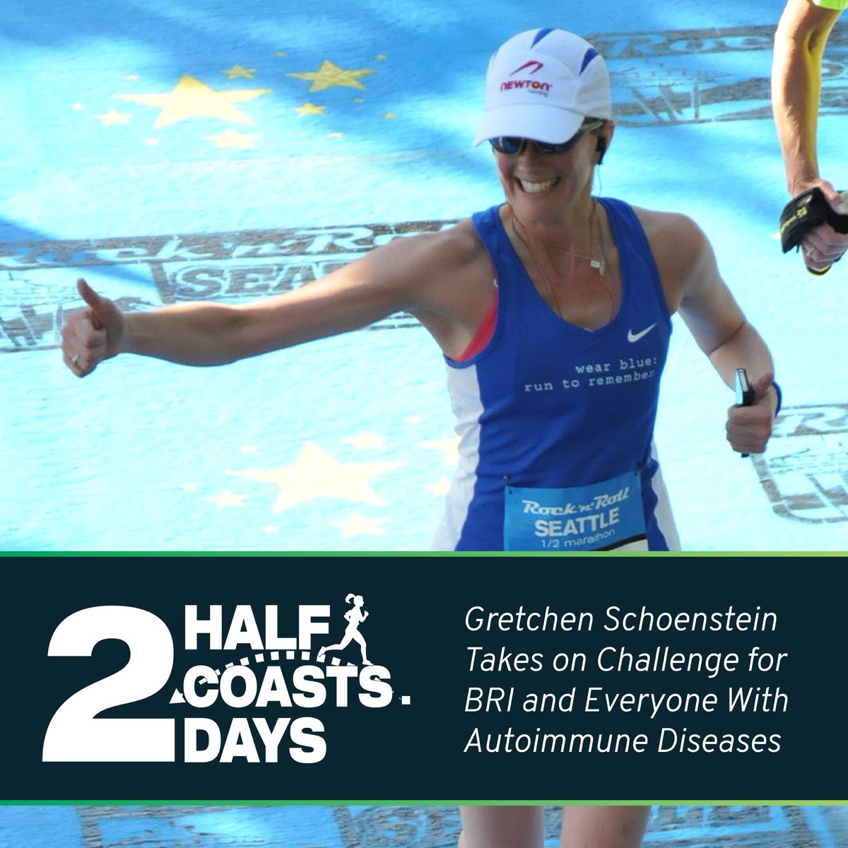 BRI supporter @rungrateful is taking on back-to-back half-marathons — the @RunRocknRoll in Washington, D.C., and the @ShamrockPDX — in recognition of Autoimmune Awareness Month! 👟 Learn more about Gretchen’s challenge (taking place this weekend!): bit.ly/4ahpZux