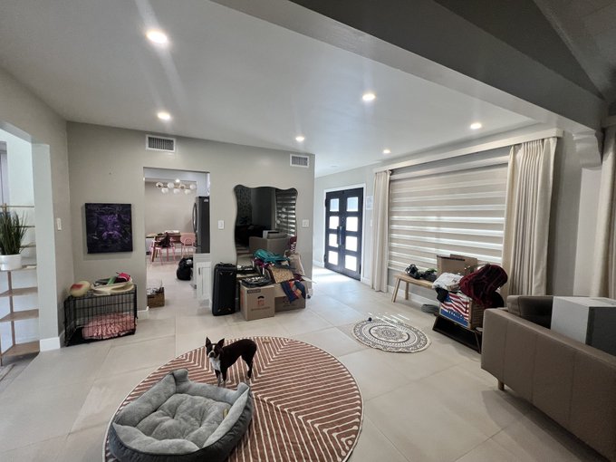 1 pic. Ok guys, I need help. Here’s my living room and the entrance way. Idk how to place furniture here