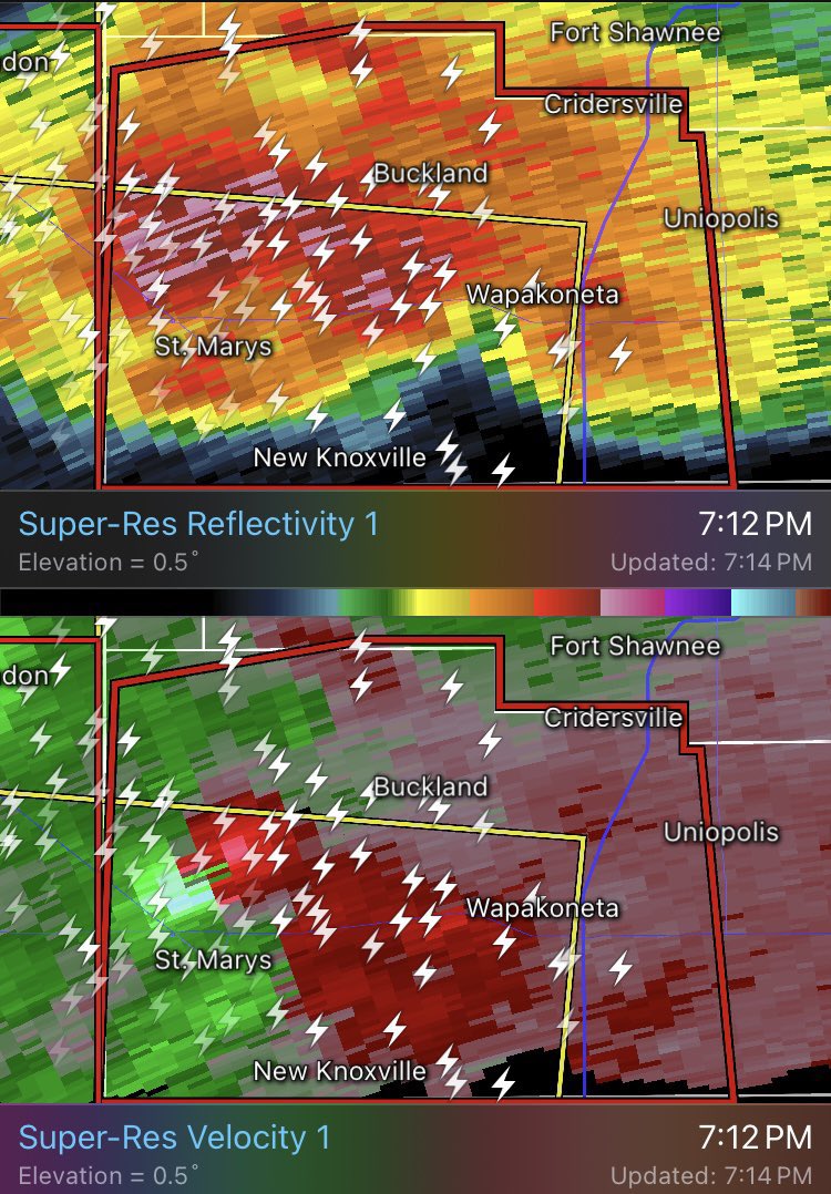 LARGE #TORNADO ON THE GROUND JUST NORTH OF ST MARYS OHIO! This is a Particularly Dangerous Situation Tornado Warning. #OHWx #Ohio #OH #OhioTornado #StMarys #StMarysTornado