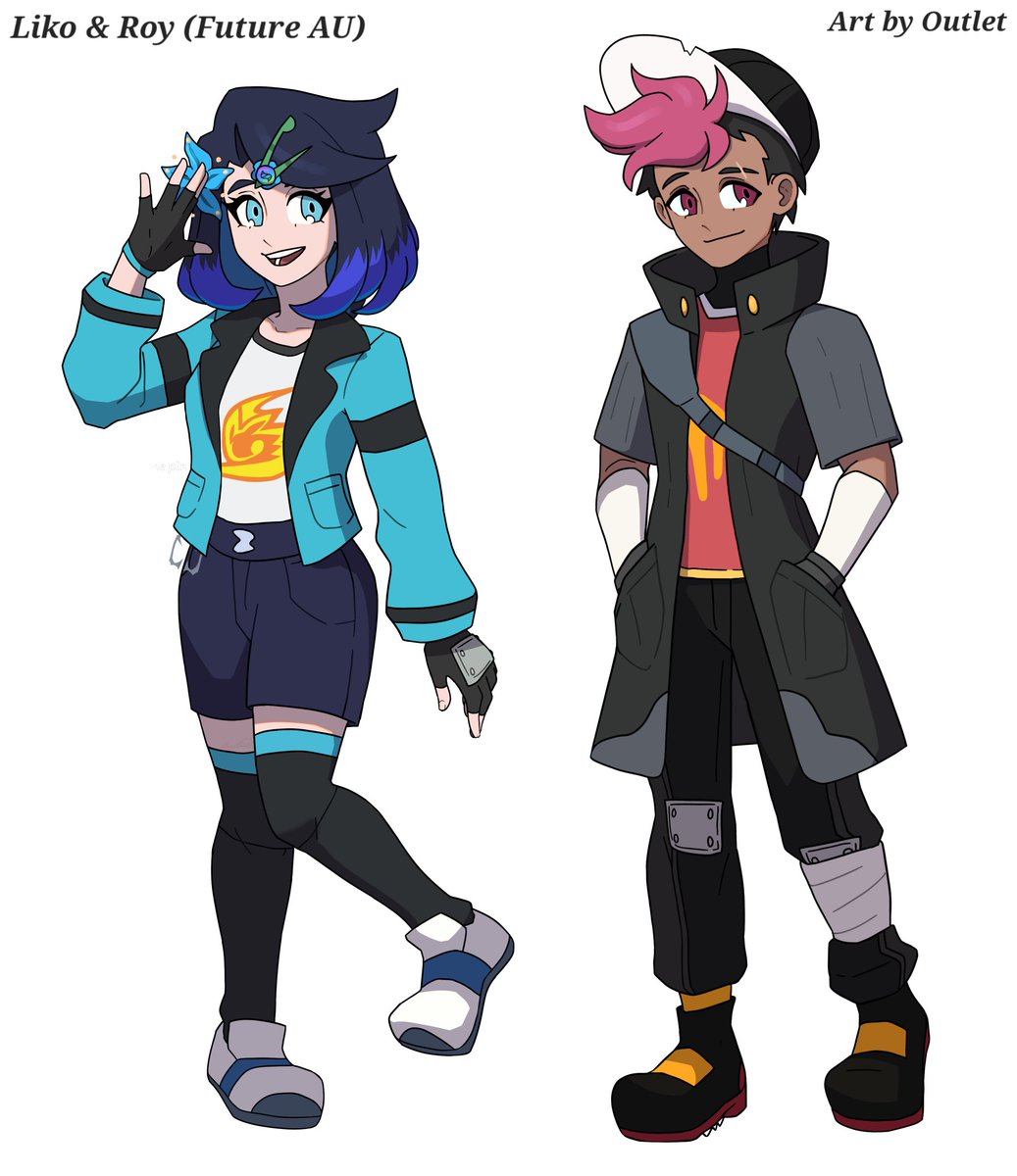 Commissioned @/aPowerOutlet to draw my Timeskip AU versions of Liko & Roy! They did a fantastic job! #anipoke #pokemonau