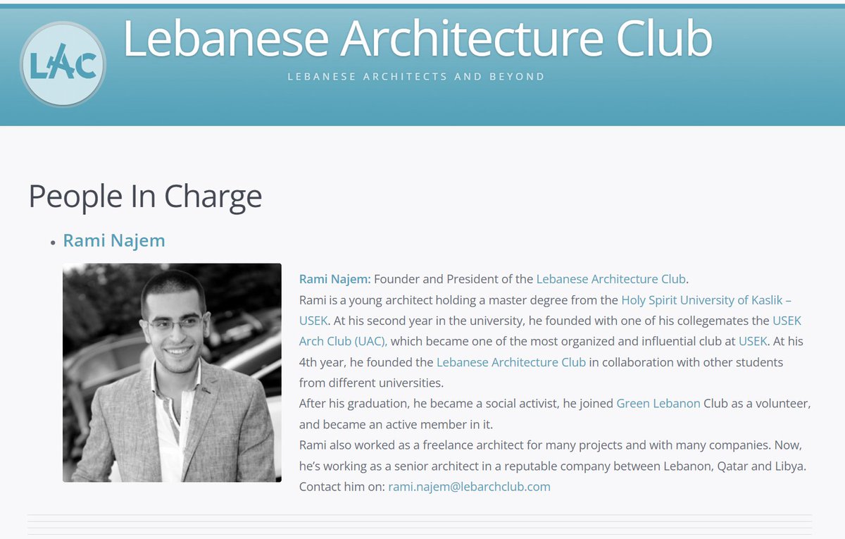 Congratulations to Rami Najem, the founder of #LAC, for being elected as a deleguate in the chamber of representatives in the Order of Engineers and Architects #OEA !!
.
lebarchclub.com/people-in-char…
.
 <a href="/rami_najem1/">𝚁𝙰𝙼𝙸 𝙽𝙰𝙹𝙴𝙼 | رامي نجم</a> #LAC #LebArchClub