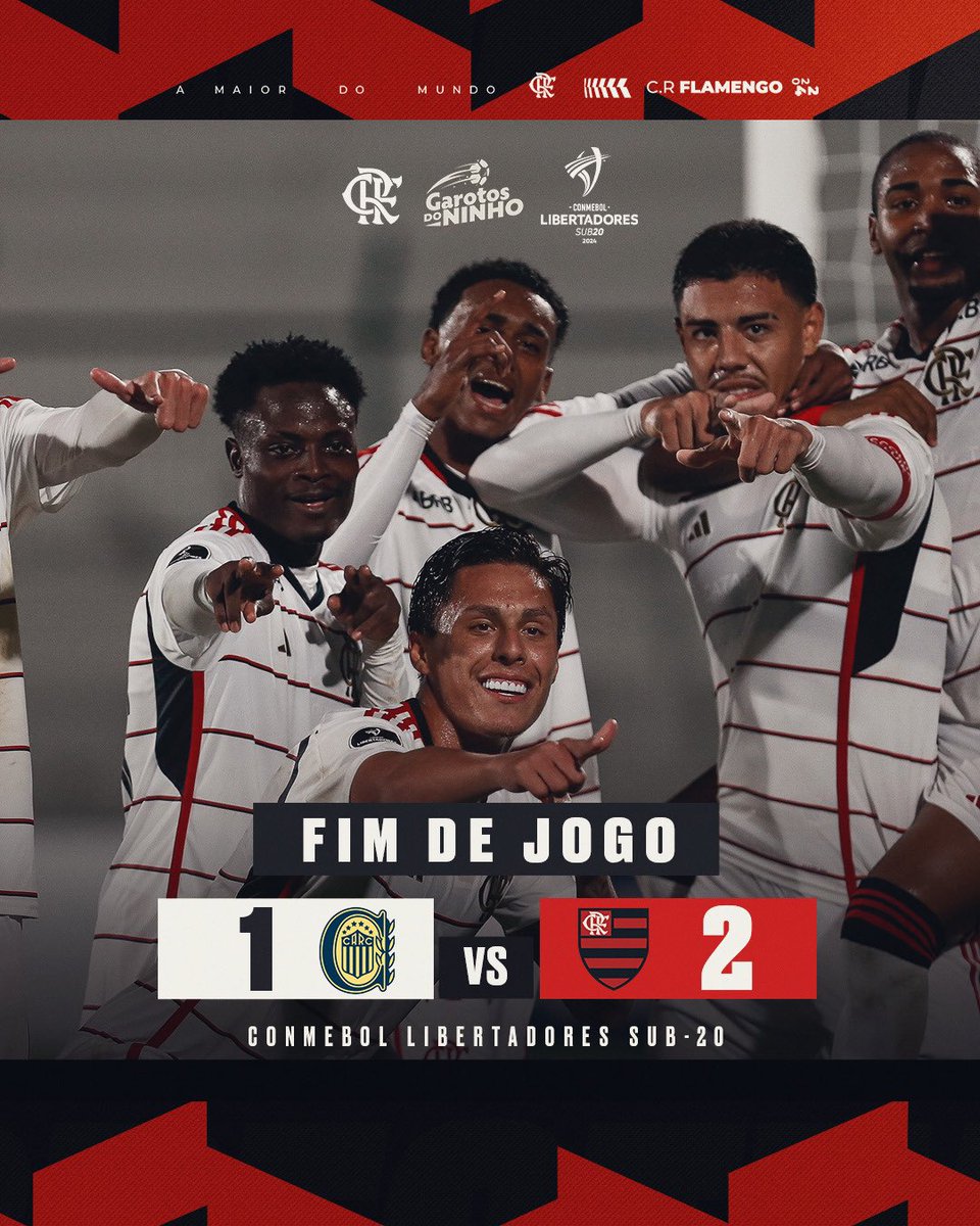 FIMMMMMMM DE JOGO NO URUGUAI! O MENGÃO VENCE O ROSARIO CENTRAL POR 2 A 1, DE VIRADA, COM DOIS GOLS DE IAGO, E VAI À FINAL DA LIBERTADORES SUB-20! BEM DEMAIS, MEUS GAROTOS DO NINHO! #GAROTOSDONINHO #VAMOSFLAMENGO