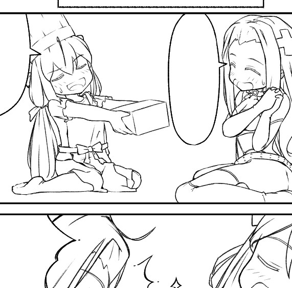 ハリオ家4コマ描いてます バレンタインに描いた絵の続き的な。
ほんとはバレンタインにあの絵とこの漫画を同時に上げる野望があったんだけど、まぁ無謀でした😵‍💫 