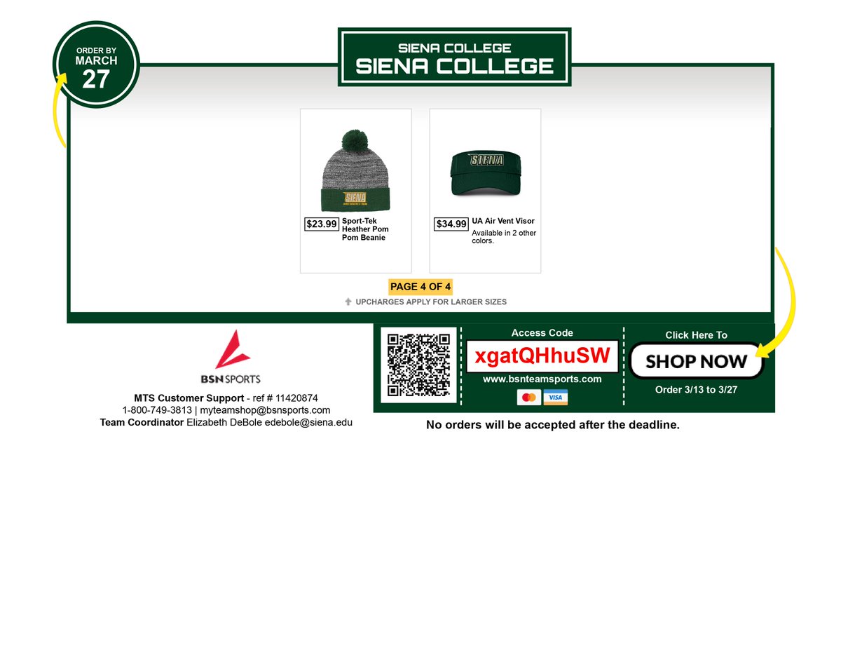 🎽🏪 Stock up on your favorite #SienaSaints gear with our official team store!! 🔗 t.ly/yiLdG #MarchOn x #SienaSaints x #NCAATrack x #MAACTrack