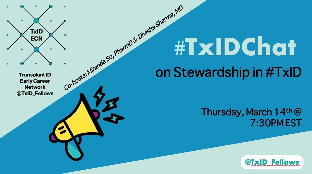 Welcome to our #TxIDChat on Antimicrobial Stewardship in #TxID. Thrilled to have @ASP_MirandaS and @drdivsharma18 co-host this one! @AndreaJZimmer @HannahImlay @jonathanhandMD @pascalisID @StephaniePouch @jobadd @Gnfidz @alfred_luk @JennKChow @liliabbo @NeerajaSwamina2