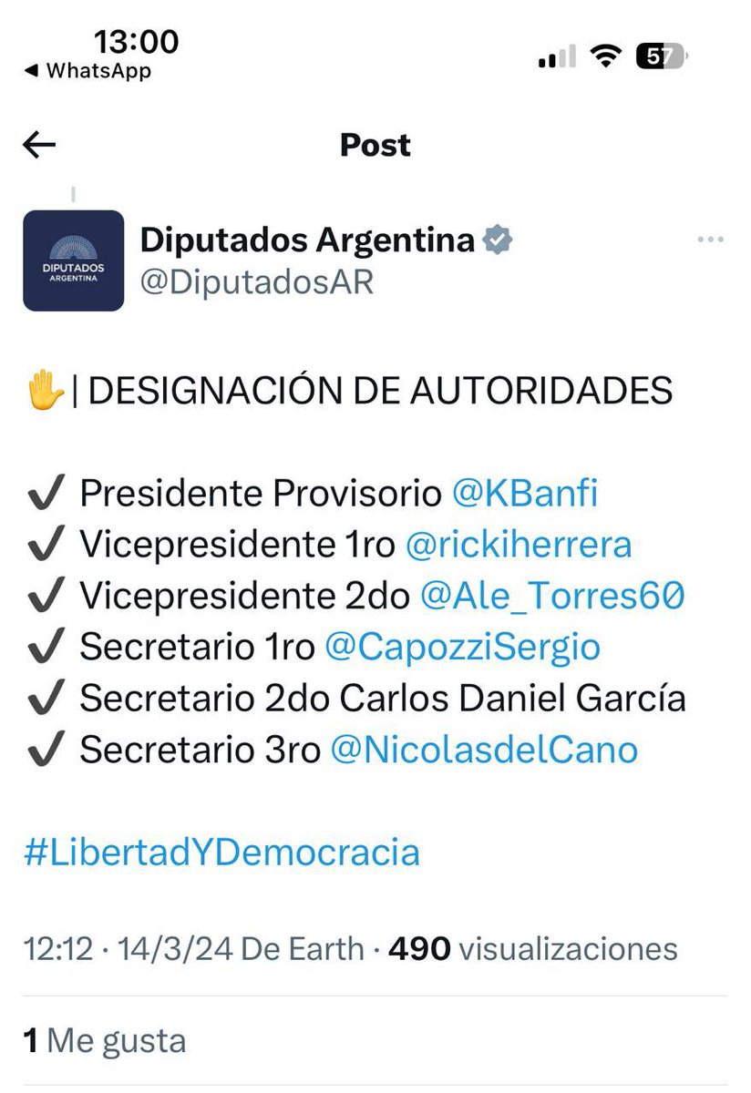 JorgeLGBTIQ's tweet photo. Felicitaciones querido compañero @rickiherrera por esta nueva Gran Responsabiliadad que tengo la certeza que afrontará con toda responsabilidad y representando nuestra Provincia. 👏👏👏✌️✌️✌️ https://t.co/J4AUPTenoc