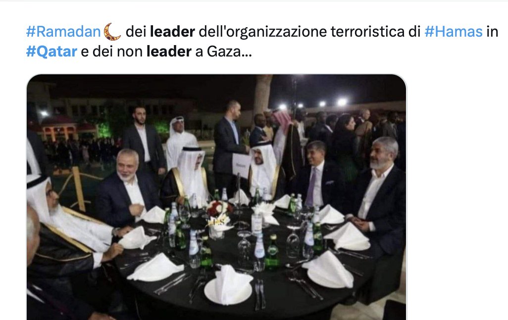 RebeccaLAnders's tweet photo. #Qatar threatens #Haniyeh (should have said, "Release ALL of the Hostages, Unconditionally, or you are out! "- give date by which you will kick them out )  Haniyeh invites #RedCross for visit. #Haniyeh & #Mashal look very chastised. Have traded the #Buffet for a #SitDownDinner #5Star While Palestinians are starving, #Hamas has all of these @MichelinStar Restaurants to choose from!
When will ALL of the #Hostages be Released Unconditionally? 
Not a few every few days, or a ceasefire so Hamas can reload. Or more violent criminals put out on the street like #Sanwir "TheButcher" was! @TheBelaaz