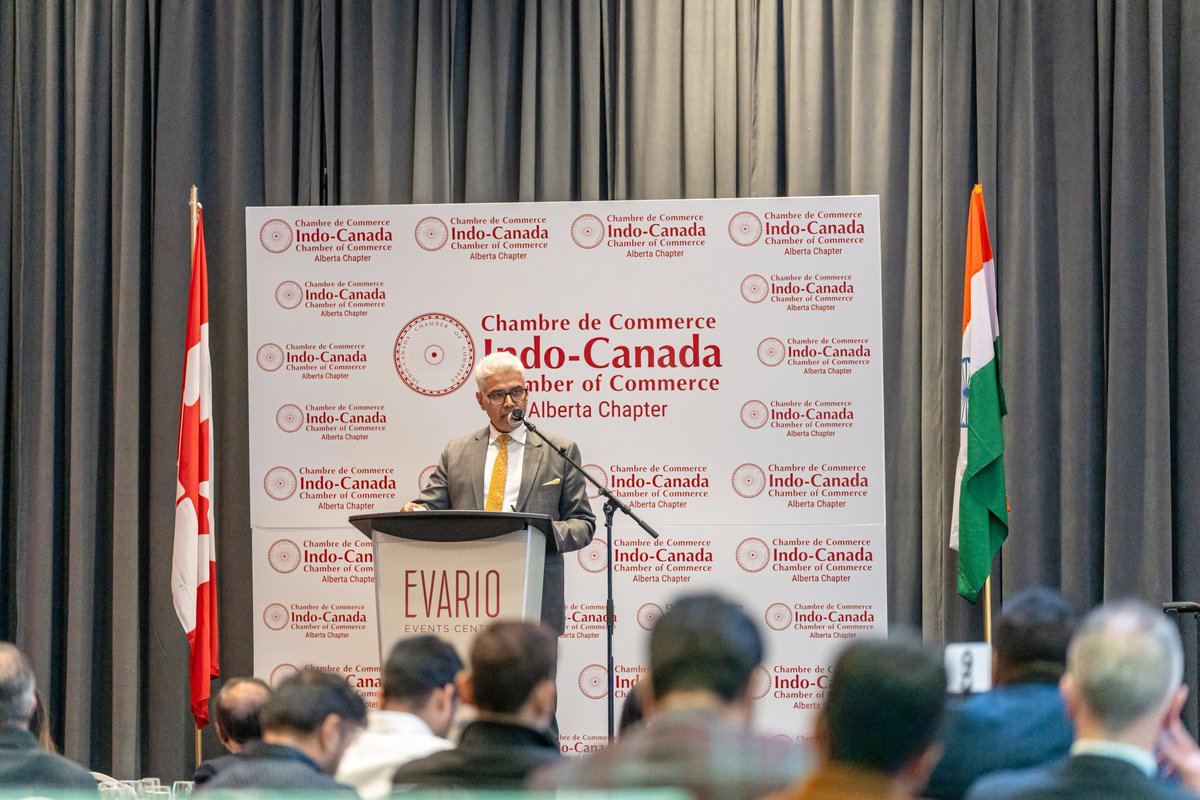 cgivancouver's tweet photo. In his remarks, CG @ManishGifs highlighted the strengths of 🇮🇳 Alberta relations &amp; shared ideas for deepening economic engagement. In the presence of HC Sanjay Kumar Verma, CG presented certificate of appreciation to Chair @ravitaurus and Vice Chair of @IndoCanadaCC @HCI_Ottawa https://t.co/EwPzY9eTF5