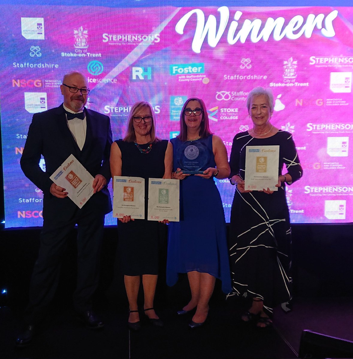 Not 1, 2 or 3.... but 4 awards at the #enjoyStaffsAwards - we're delighted! Gold for Small Visitor Attraction, Bronze for Business Venue and Accessible & Inclusive Tourism and Highly Commended for Sustainable, Ethical & Responsible Tourism. 
#VEAwards2024