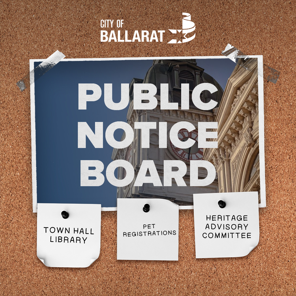 🔔 PUBLIC NOTICE BOARD 🔔

Click the link to see what's happening around the City of Ballarat!

ballarat.vic.gov.au/news/public-no…