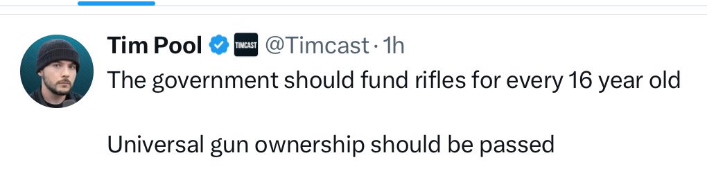 Tim Pool think the government should give each teenager, with not fully developed brains, raging hormones, & poor impulse control a  gun, as if we don’t have enough school shootings.  #guncontrol #guncontrolnow