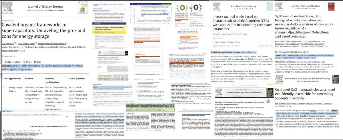 Certainly, here are some more papers (many of which passed through peer-review in Elsevier journals)... Meanwhile, Elsevier generates >$3bn in revenue with a 37% profit margin👌 #ChatGPT