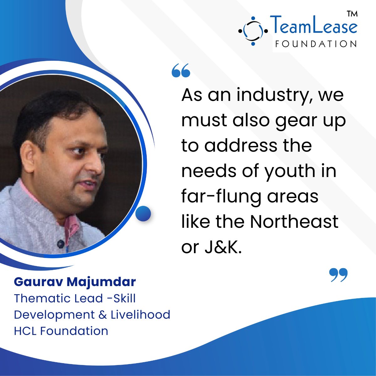 TeamLease Foundation (@tlefoundation) on Twitter photo Have a look at the insights shared by Gaurav Majumdar, Thematic lead, Skills Development & Livelihood, <a href="/HCL_Foundation/">HCLFoundation</a>, in a CSR Dialogue session.
Read the full blog here: bit.ly/3SZewJW
#CSRIndia #TeamLeaseFoundation #CSRDialouges #youthdevelopment #HCLFoundation Have a look at the insights shared by Gaurav Majumdar, Thematic lead, Skills Development & Livelihood, <a href="/HCL_Foundation/">HCLFoundation</a>, in a CSR Dialogue session.
Read the full blog here: bit.ly/3SZewJW
#CSRIndia #TeamLeaseFoundation #CSRDialouges #youthdevelopment #HCLFoundation