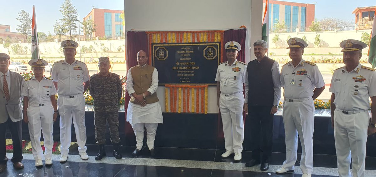 SpokespersonMoD's tweet photo. Raksha Mantri Shri @rajnathsingh is inaugurating #NausenaBhawan in New Delhi. #CDS Gen Anil Chauhan, #CNS Adm R Hari Kumar, Chairman @DRDO_India Dr Samir V Kamat and other dignitaries are also present on the occasion.
@giridhararamane
@HQ_IDS_India
@indiannavy
@PIB_India https://t.co/wGmZoeUYyF