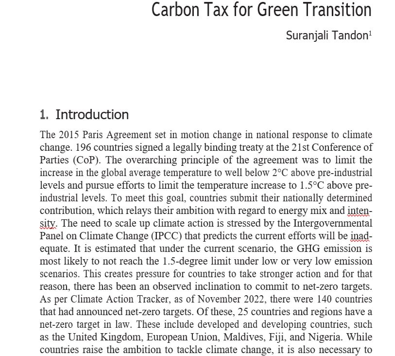 In a new collected volume by Dr. Partho Shome I reflect on the current state of taxes on fossil fuels and the future of #carbon #taxes in India including the role of the tax in responding to #CBAM. amazon.in/Orthodox-Conce…