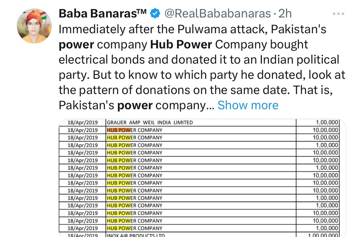 AussieBhakt's tweet photo. There are multiple Left wing and Congress supporting handles on X which are claiming that @BJP4India took money from Pakistani company #HubPower few days after Pulwama attack.
Read through to understand how stupid this claim from left ecosystem is: Mini🧵 https://t.co/5RplLtIkZ0