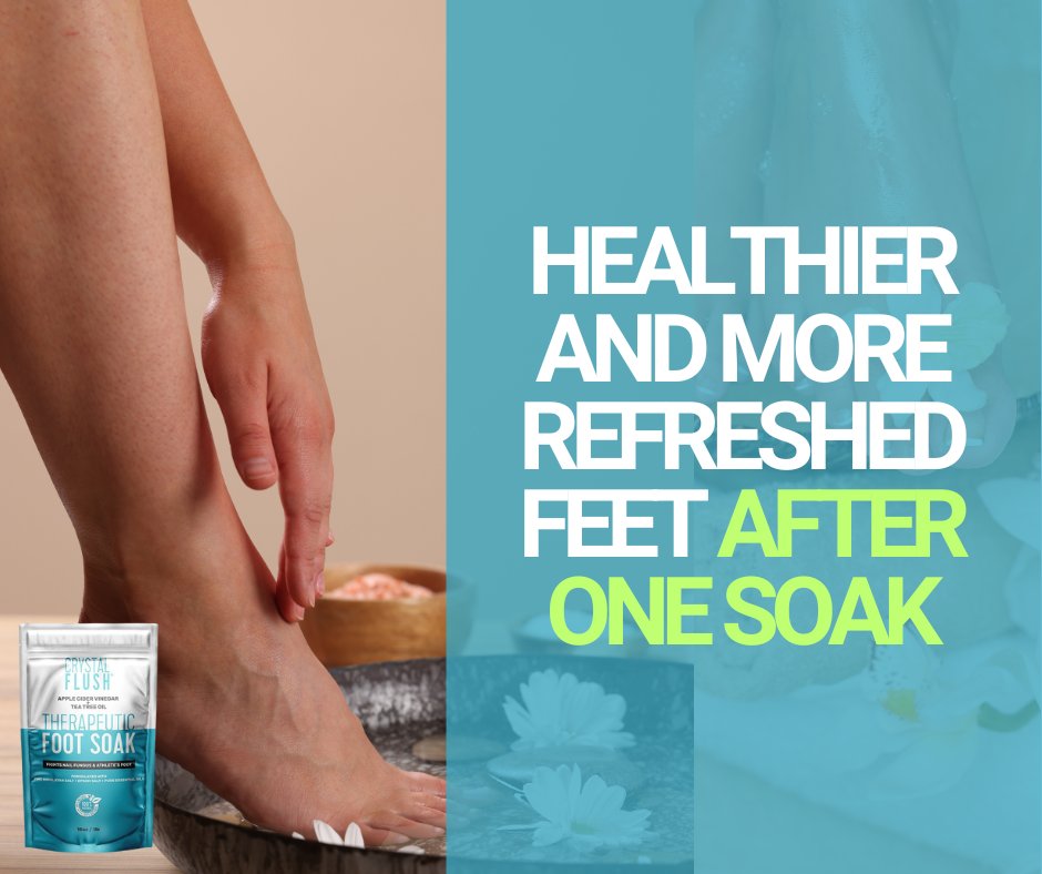 Soak away toenail fungus with Crystal Flush Therapeutic Foot Soak. Our soothing blend is the perfect remedy for tired, fungus-prone feet. Order here -> shopcrystalflush.com/products/thera…. #TherapeuticFootSoak #FootSoak #HealthyToes #HealthFeet #CrystalFlush