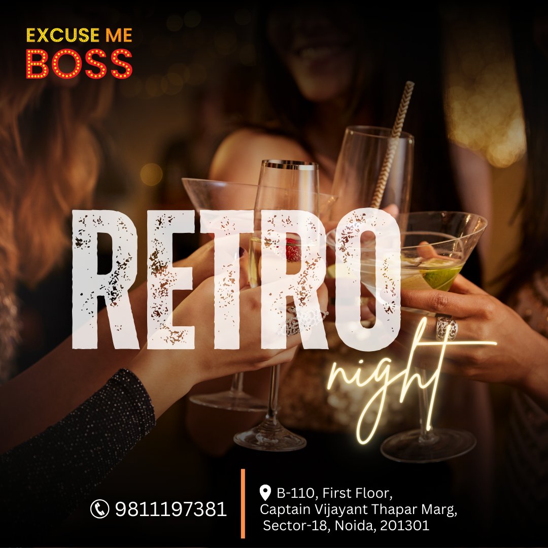 ExcusemebossN's tweet photo. Join us for a night of vintage vibes, disco dreams, and unforgettable moments. Dress to impress in your throwback best #Retro Night awaits!          

📞 9811197381     
Call Us For Reservations📷 

#ExcuseMeBoss #friday #retro #nightclub #retronight #drinks #noida #delhincr https://t.co/2yDdHjPJ1B