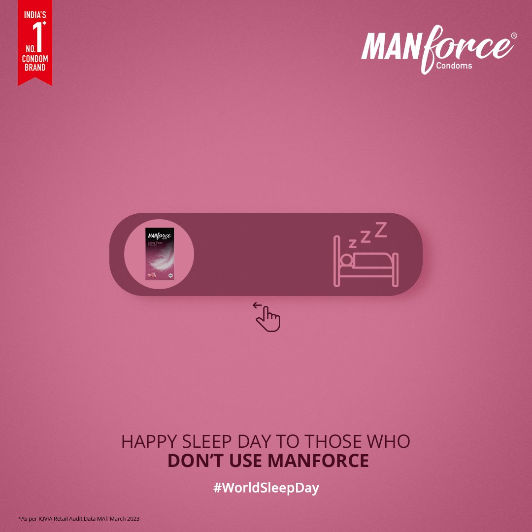 ManforceIndia's tweet photo. For Manforce users, itβs never a sleep day.
#WorldSleepDay #SleeplessNights #Manforce #ManforceCondoms #PerfectNight #ManforceUltrafeel #Topical #TopicalPost https://t.co/zy8ZJMzFDe