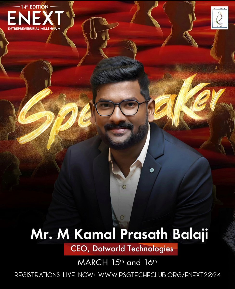 DotworldIndia's tweet photo. Our CEO Kamal Prasath Balaji, to speak at ENEXT 2024
@kpbindia 
#Entrepreneur #startup #leadership #dotworld https://t.co/qBNa0dhbw0