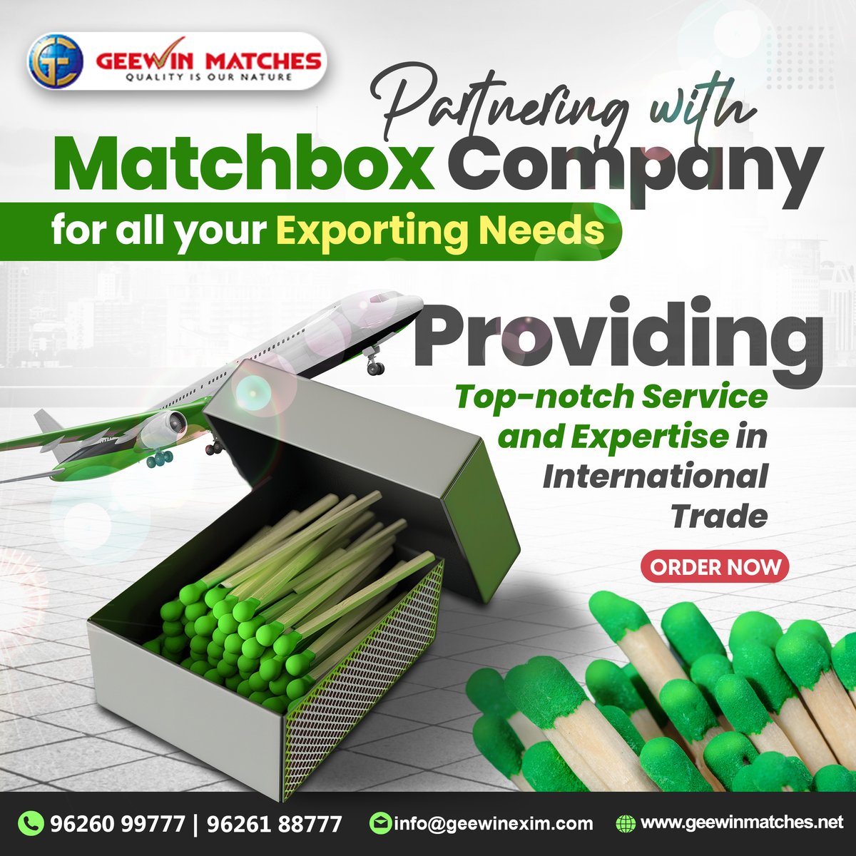 Experience the perfect blend of style and functionality with our premium quality products.

#geewinmatches #safetymatches #matchbox #matchstick #matchboxes #qualitymatchbox #waxmatchbox #cardboardmatchboxes #barbequematches #matchboxlabel #kitchensafety #kitchenproducts #exporter
